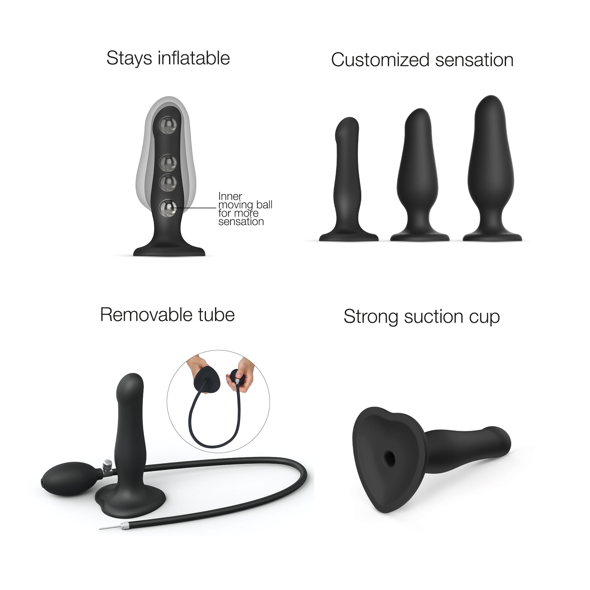 Strap-on-me | Inflatable Dildo plug - Schwarz